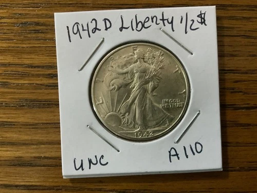 1942d walking liberty half dollar  UNC details High Grade A110
