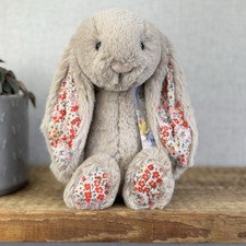 Jellycat Medium Bashful Beige Posy Blossom Bunny - Beige Bunny Floral Ears 12”