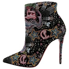 Christian Louboutin So Kate Starlight Crystal Booties 37 Black Suede