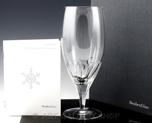 Steuben Crystal 7-7/8" PETAL CUT ICED TEA BEVERAGE GOBLET GLASS with Box