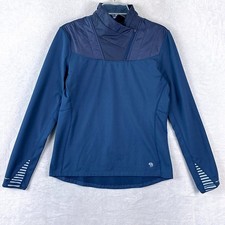 Mountain Hardwear 1/4 Zip Pullover Women M Blue Insulated Hiking Camping Outdoor