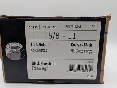 -QTY.58- MIDWEST FASTENER 5/8 -11 Black Phosphate Grade 2 Nylon Insert Lock Nuts