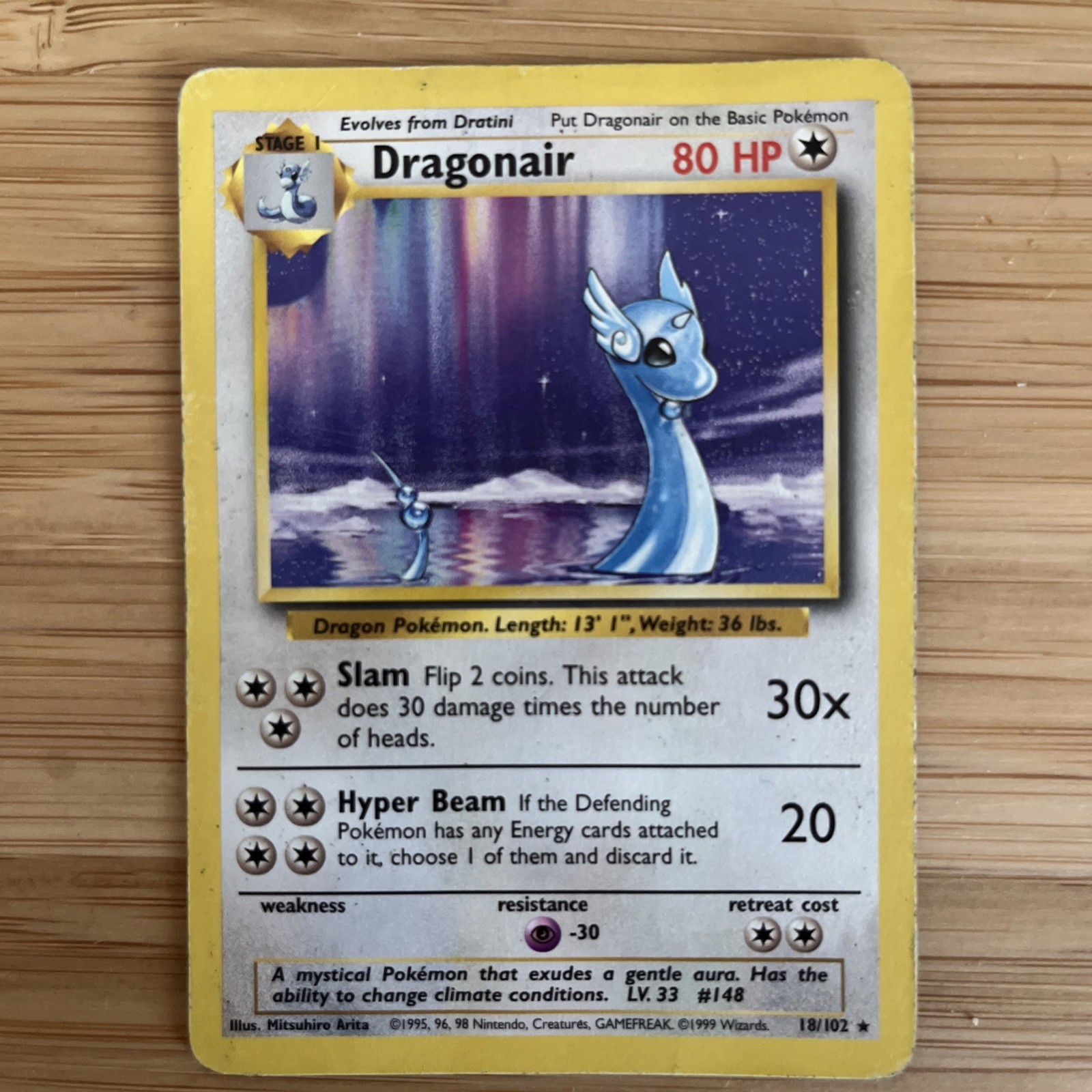 Dragonair Base Set RARE - 18/102 - MP Vintage Pokemon TCG WOTC 1999