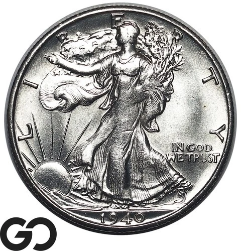 1940-S Walking Liberty Half Dollar, Premium Quality Solid Gem BU++