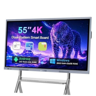 Smart Board, 4K Ultra HD Smart Whiteboard, Interactive Electronic 55 Inch
