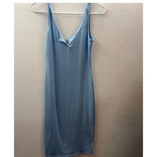 Love J Womens Light Blue Ribbed Knit Notched Neck Bodycon Mini Dress