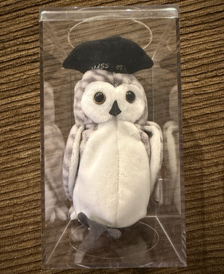 Ty Beanie Babies Wiser Owl Plush 1999 Vintage Retired w/ Display Case