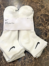 AUTHENTIC Nike Women's Everyday Plus Ankle Quarter Socks 6-PAIRS WHITE LARGE