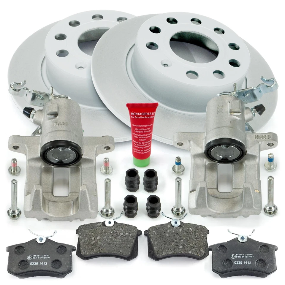 2x Bremssattel Bremsbeläge Bremsscheiben hinten für Audi A3 Seat Skoda VW Golf - Bild 2 von 4