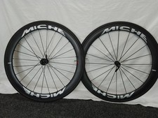 Carbon wheelset, tubular, rim brake, Shimano freehub.