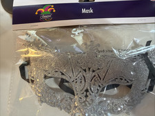 Silver Sequin Masquerade Mask New