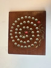 Antique German Wooden Game peewee Marbles Solitaire Double Sided snails