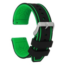 Silicone Watch Bands 24mm Soft Quick Release Watch Bands, Black Turquoise