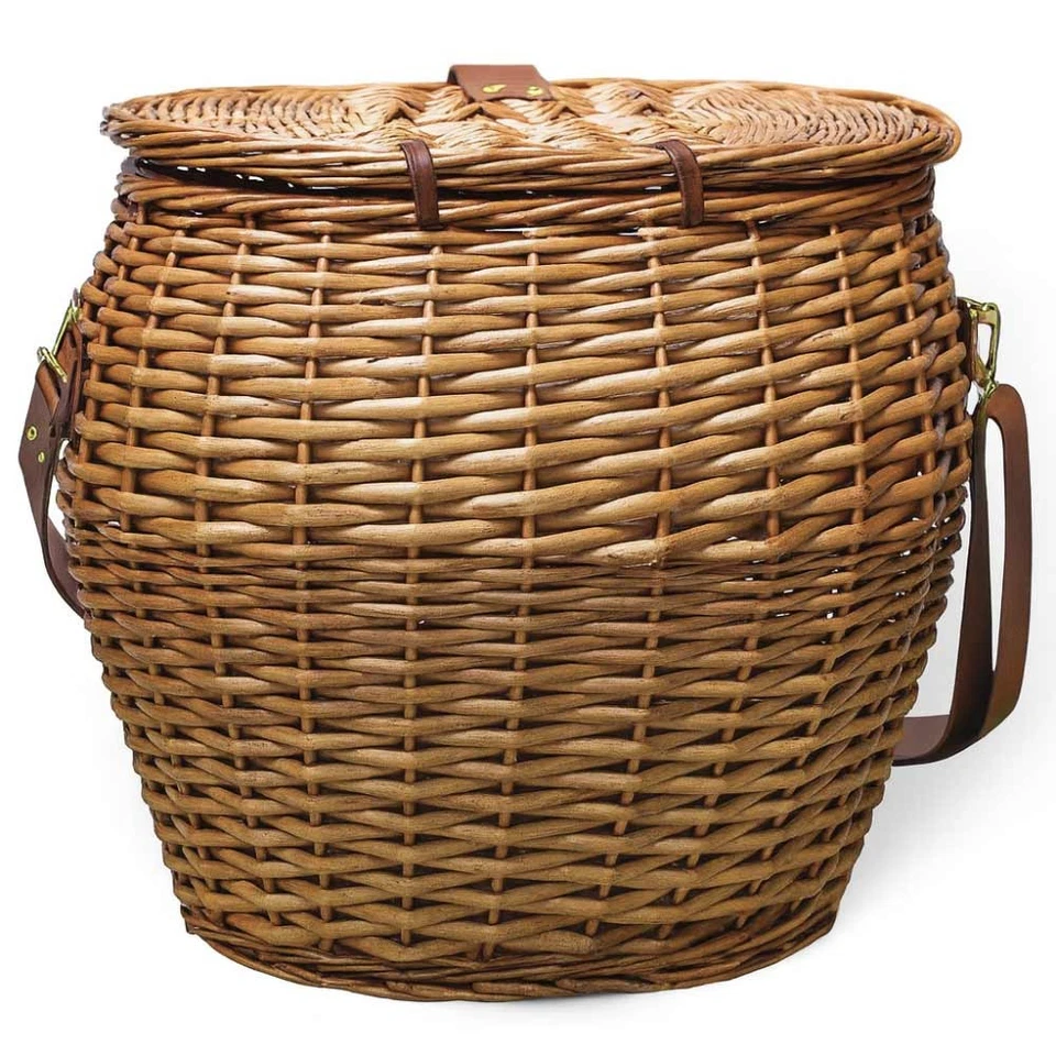 Korb Pilze Oval Groß Aus Korbweide mit Deckel Und Schultergurt 37 x 25 Xh 34 CM - Bild 4 von 4