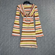 ASOS Women's Small Striped See Through Crochet Beach Coverup Dress Multicolor