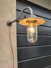 Vintage Cast Iron Swan Neck REVO GEC Wall Light Industrial Finish Outside Garden