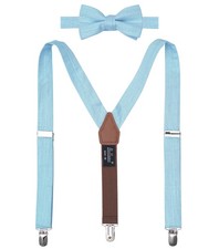 Solid Pre-tied Bow Tie Suspenders Set For Boys Youths Events Parties Wedding