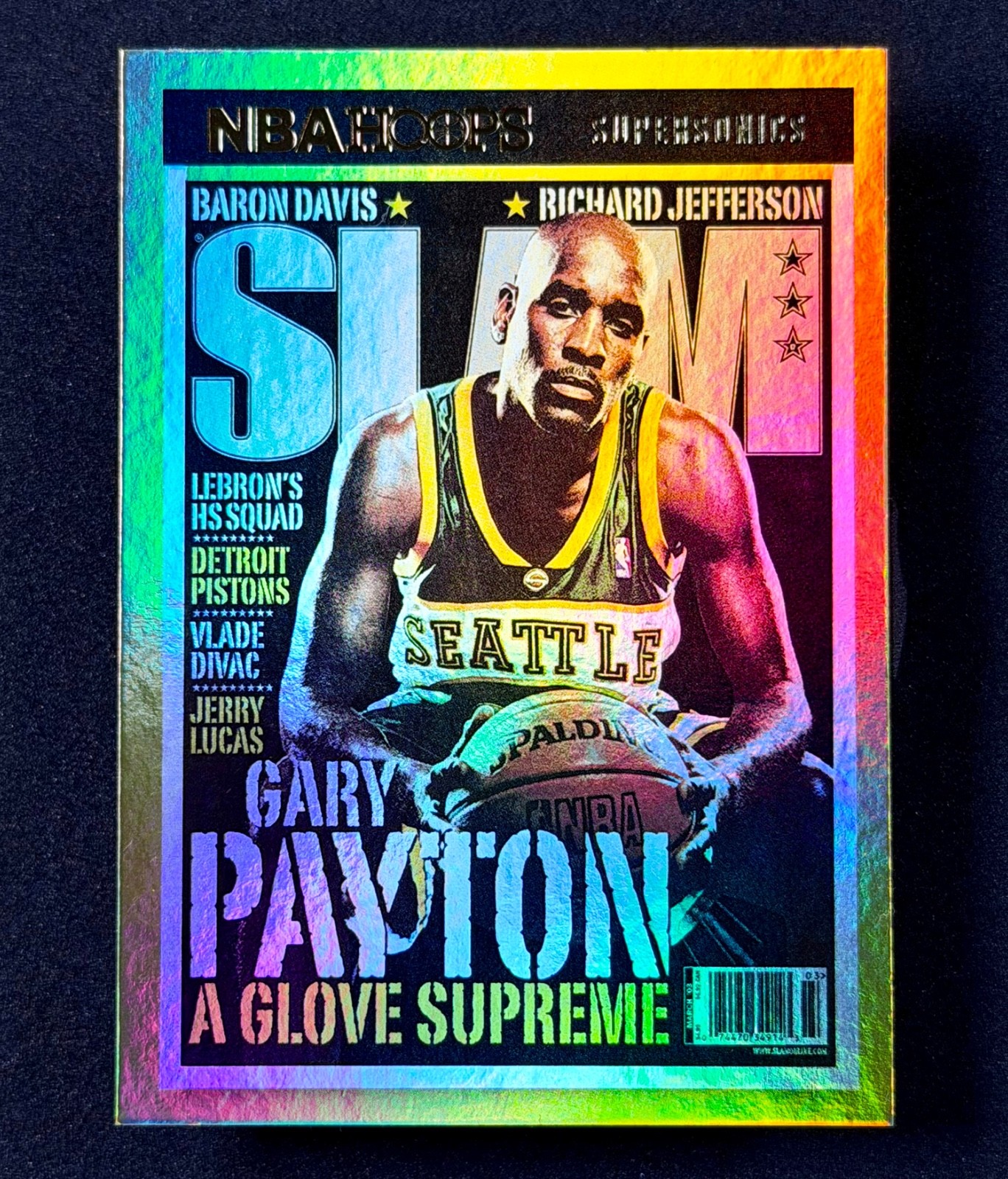 2021-22 Panini Hoops #67 Gary Payton SLAM Insert Holo Silver Sonics