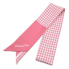 Dior Mitza Scarf 15Mon106I601 Montaigne Silk Houndstooth Reversible Pink Stole R