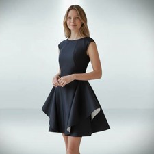 Halston Heritage size 4 black structured fit & flare dress    $445 retail