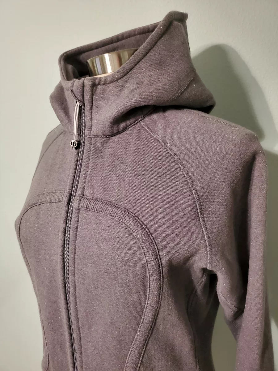 Lululemon Fleece Scuba Gray Sparkle Full Zip Hoodie Jacket Size 10