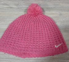 Nike Beanie Pom Pom Girls Size 7 -16 Pink with Silver Winter Hat