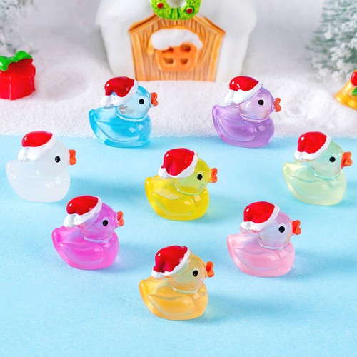 5Pcs Luminous Christmas Hat Duck Ornament Figurine Micro Landscape Dollhouse - Picture 2 of 32