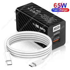 65W GaN PD Type C Fast Charger Adapter USB C To USB C Cable For iPad Pro/Macbook