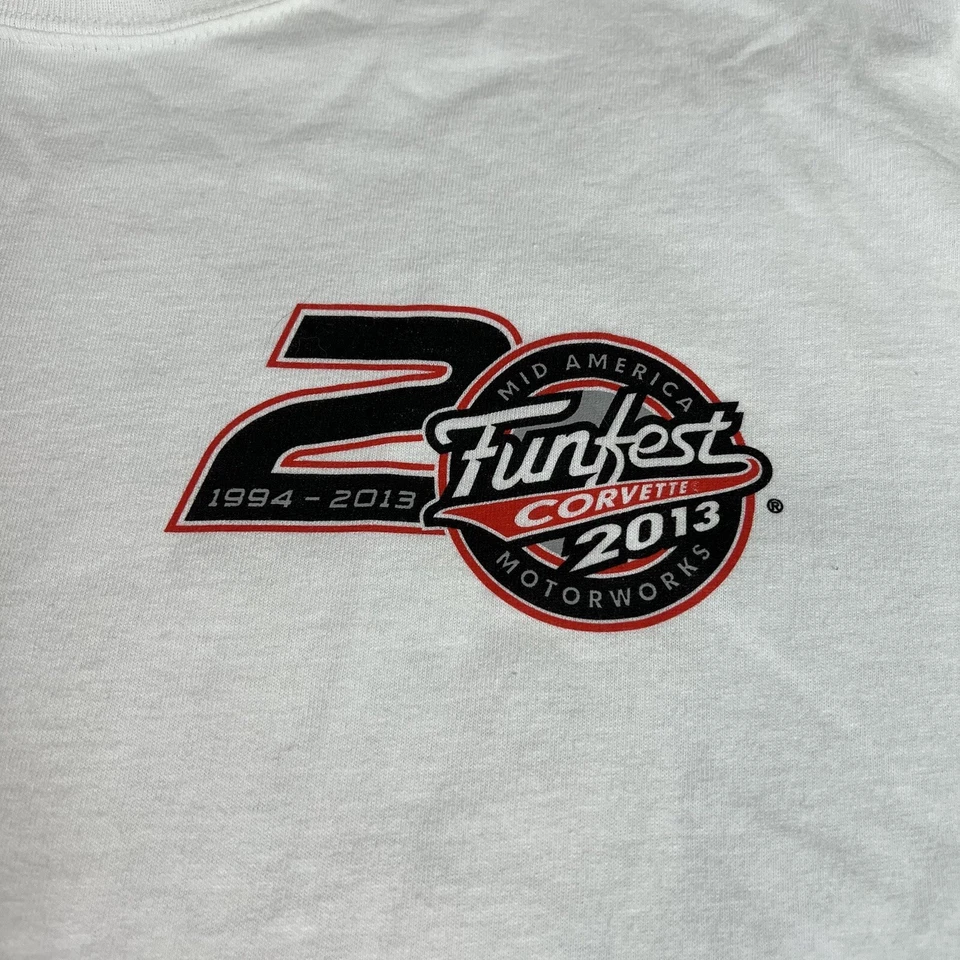 Camiseta Corvette Fun Fest Mid-American 2013 gráfica de 2 caras talla XL 20º anual Foto 4 de 4