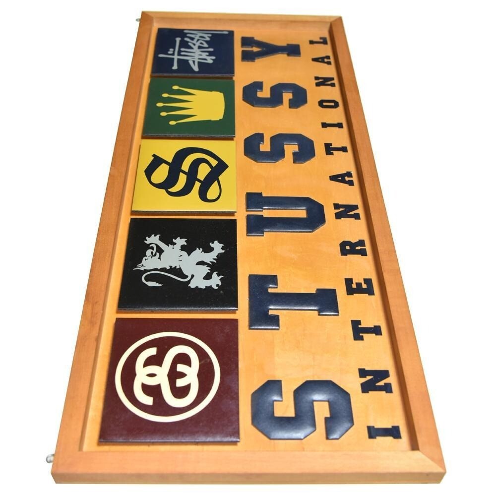 Rare 90s STUSSY Dealer Store Display Sign Wood Board 5 Icons