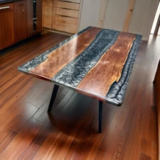 Grey Epoxy Resin Coffee Table Top, Resin Center Table Top, Home Furniture Table