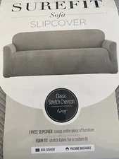 Surefit 72"-88" Sofa Couch Slipcover Stretch Chevron light Gray Washable Kohls 