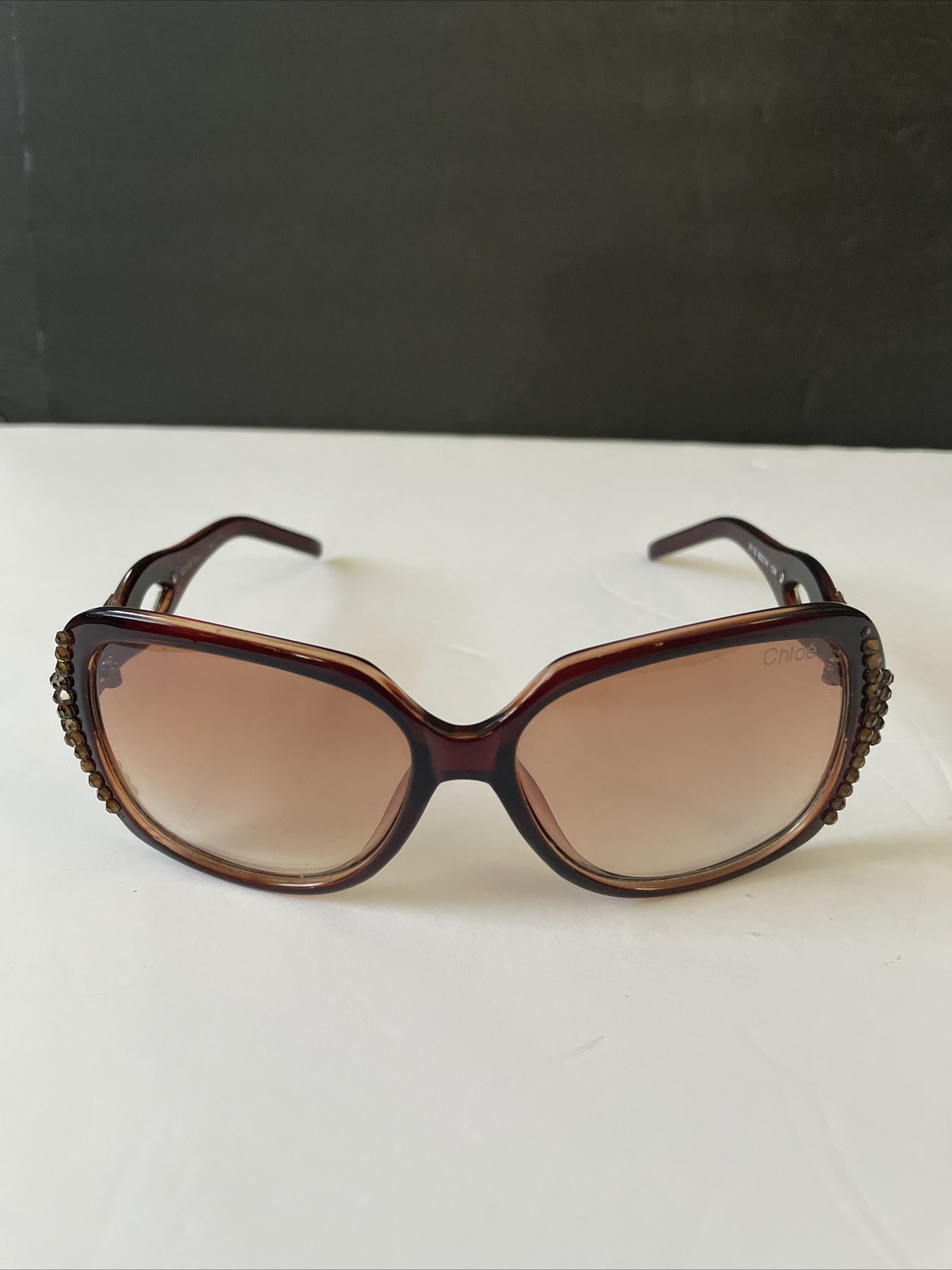 Chloe Logo Vintage Style Sunglasses Rhinestones Gem