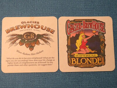 Beer Pub Coaster ~ GLACIER BrewHouse Imperial Blonde Ale ~ Anchorage, ALASKA