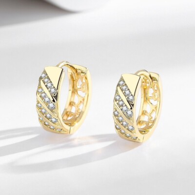 Luxus Ohrringe Creolen Damen Zirkonia mit WeißGold /18K Gold Plated Hochzeit