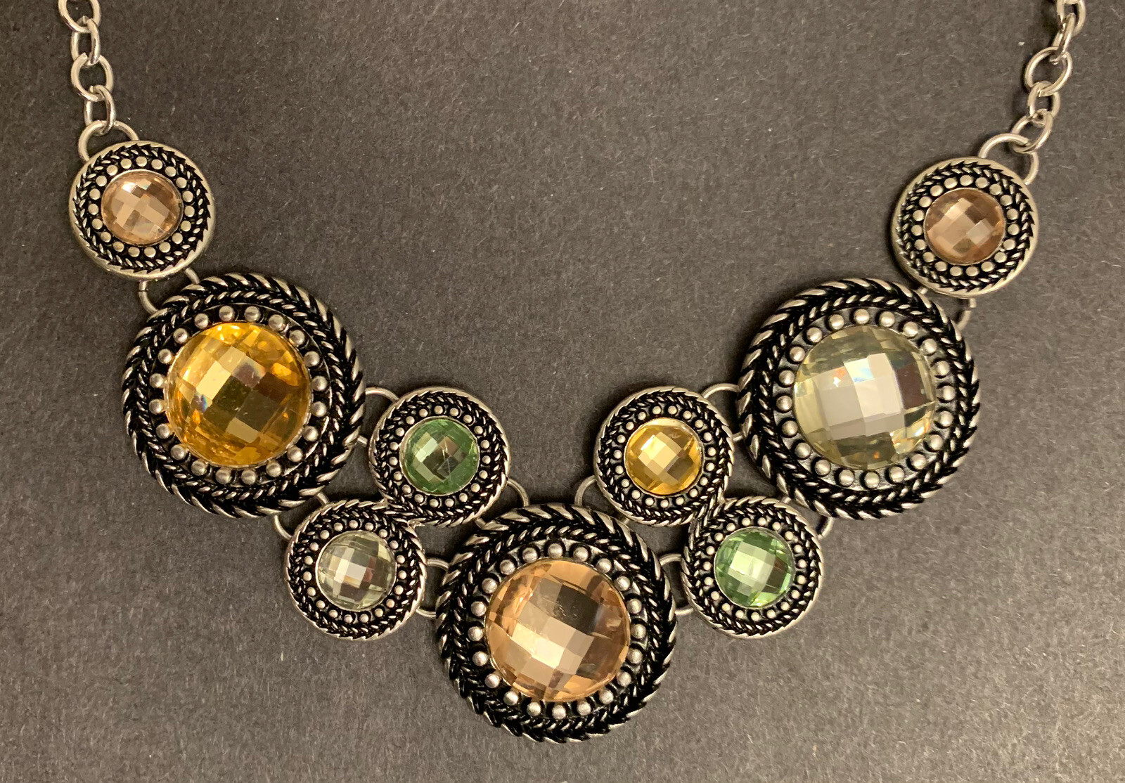 Premier Designs Silvertone Multi Colored Stones N… - image 2