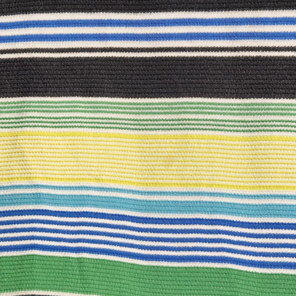 Camisa Polo Meca Para Hombre XL Verde Amarillo Rayas Algodón Hip Hop De Colección Años 2000 Foto 4 de 4