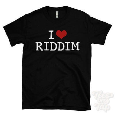 I LOVE RIDDIM T-SHIRT Herz Musik Elektronik Bass Beats Club Dubstep Genres Cool