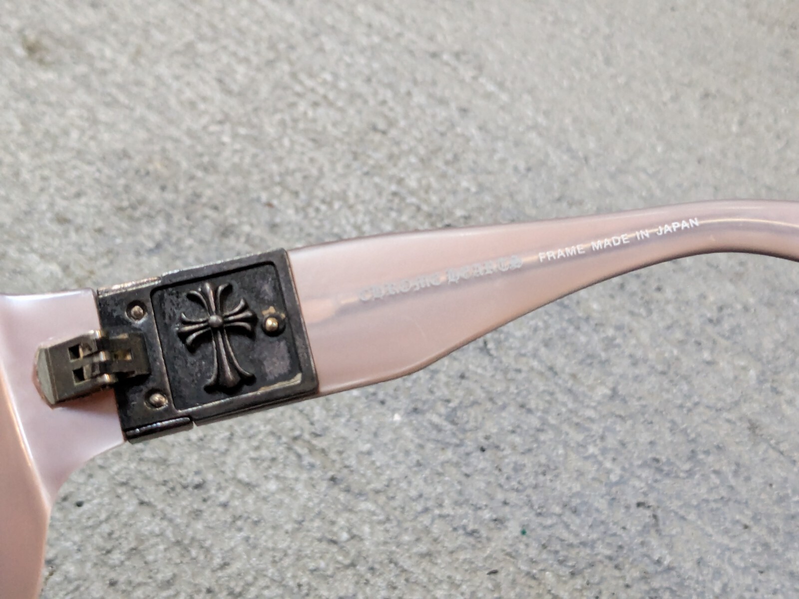 CHROME HEARTS Cream Sunglasses Brown Pink Cross Sterling Silver Acetate Y2K image 10