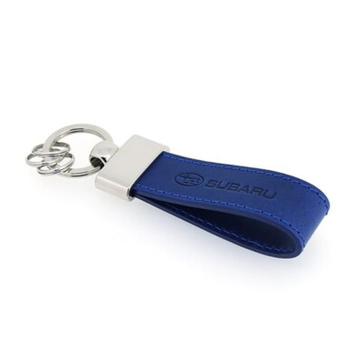 Genuine SUBARU Italian Leather Keychain with SUBARU Logo Relief - Navy ...