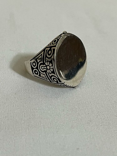 Men's Silver 925 Heavy Ring Genuine Classic Handmade Arabic Design -Jewelry Gift - Picture 5 of 8