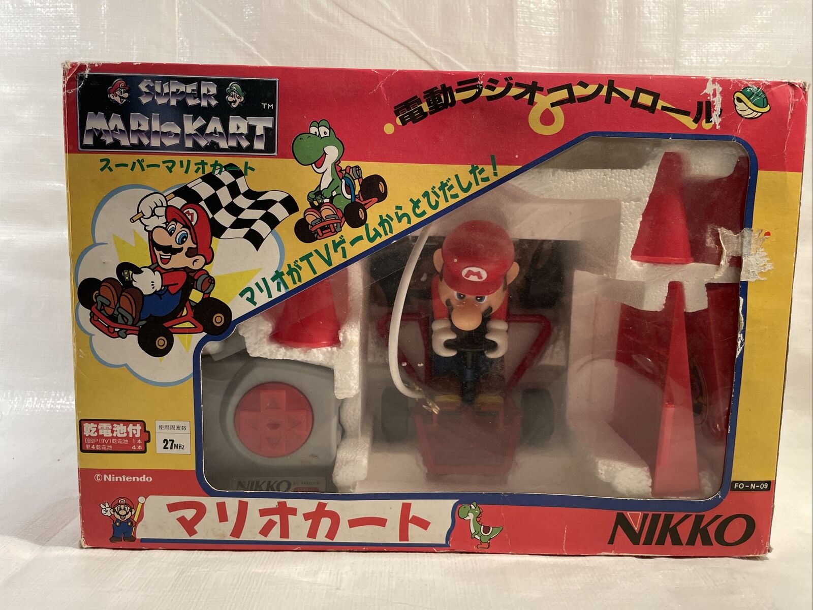 Vintage 1992 SNES Super Mario Kart NIKKO RC Radio Control Toy TESTED and WORKS