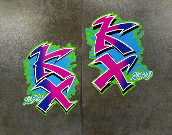 1990 90' Kawasaki KX 250 Radiator Shroud 2pc Decal Kit Multicolor