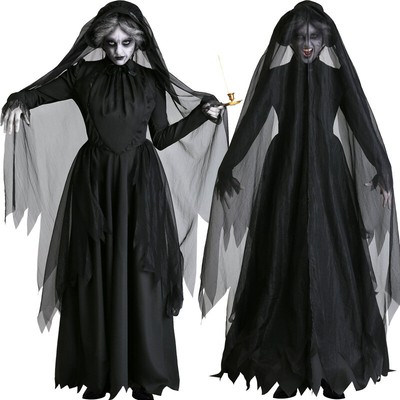 2019 Women Halloween Ghost Bride Cosplay Costume Scary Witch Vampire ...