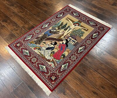 Pictorial Rug 3x5 Rare Christian Carpet Jesus on Cross Handmade