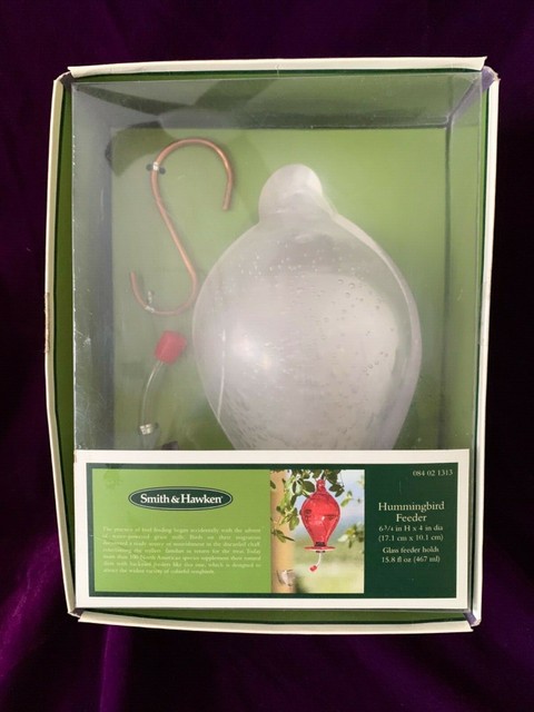 Smith Hawken Bubbled Glass Hummingbird Feeder New In Box For