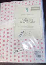  NEW Pottery Barn Kids DROPLET DOT Pink Pillowcase standard Organic