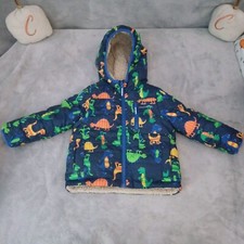 London Fog Jacket 2T Toddler Reversible Dinosaur Print Fleece Lined Winter Coat