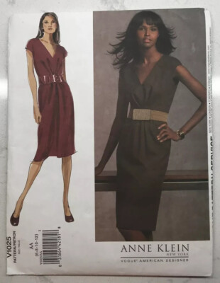 Vogue Pattern V1025 1025 Anne Klein Misses Dress NEW UNCUT NY Designer Size 6-12