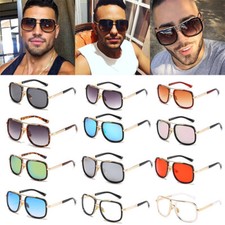 Big Frame Sunglasses Mens Square Metal Sun Glasses Womens Retro Eyewear Gafas